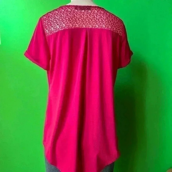 Apt 9, size M pink blouse, silver zipper, lattice back - Picture 2 of 4